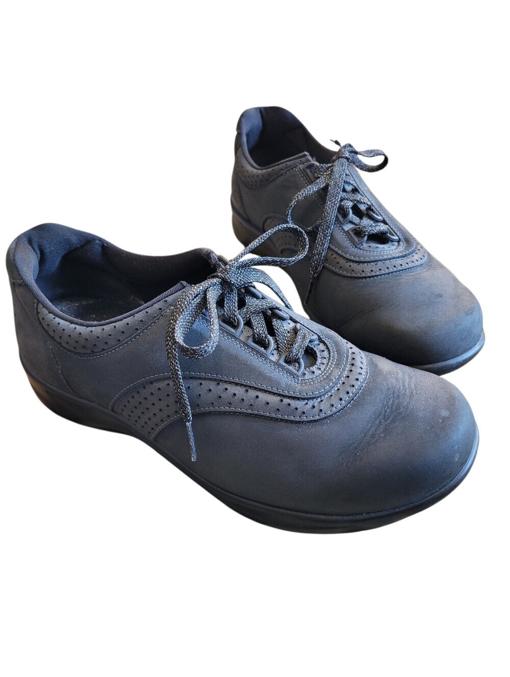 SAS Walk Easy Walking Shoes Leather Indigo Blueberry Wmn 9.5WW Wide Comfort
